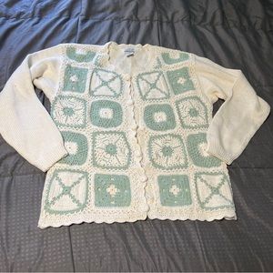 a&m collection vintage sweater Granny Square Vibe Stains Womens Size Medium